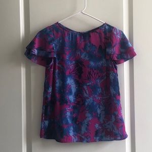 High contrast blue and purple top